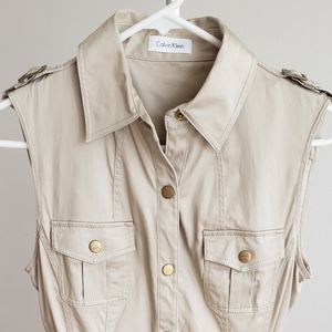 Calvin Klein khaki military style dress